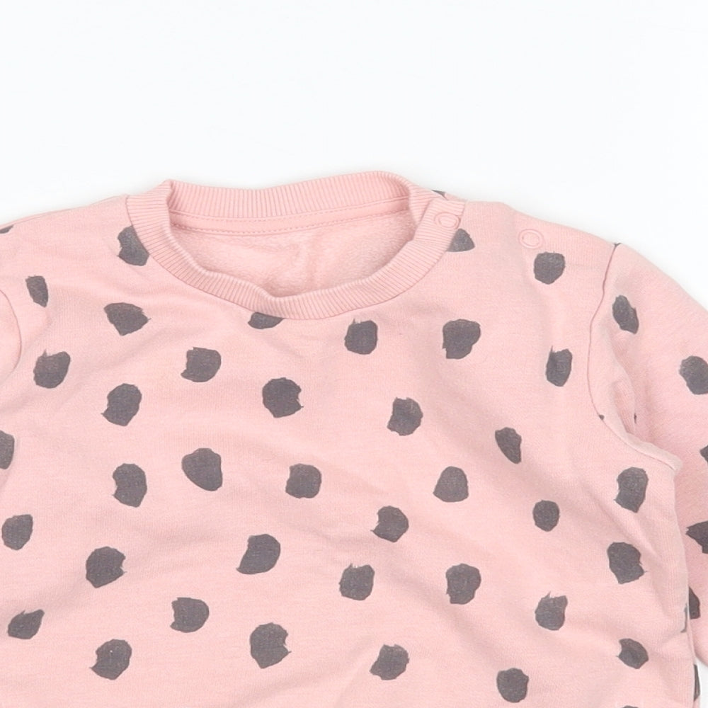 M&S Girls Pink Animal Print  Pullover Jumper Size 9-12 Months