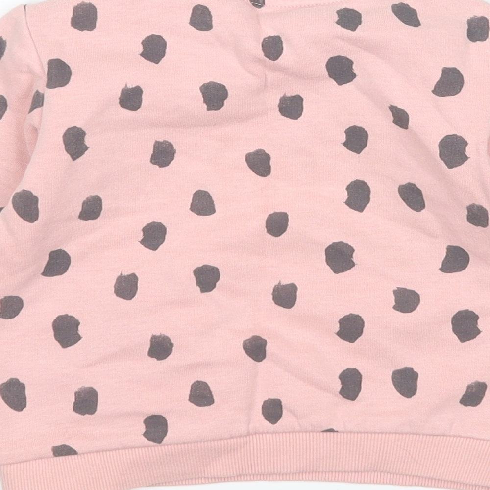M&S Girls Pink Animal Print  Pullover Jumper Size 9-12 Months