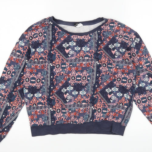 H&M Womens Multicoloured Argyle/Diamond  Pullover Sweatshirt Size S