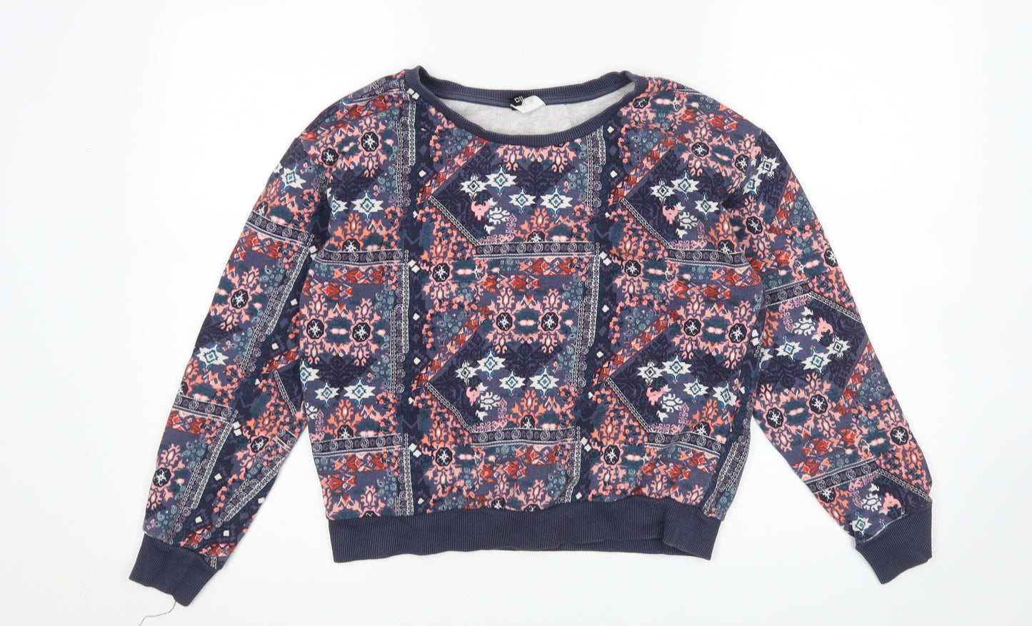 H&M Womens Multicoloured Argyle/Diamond  Pullover Sweatshirt Size S