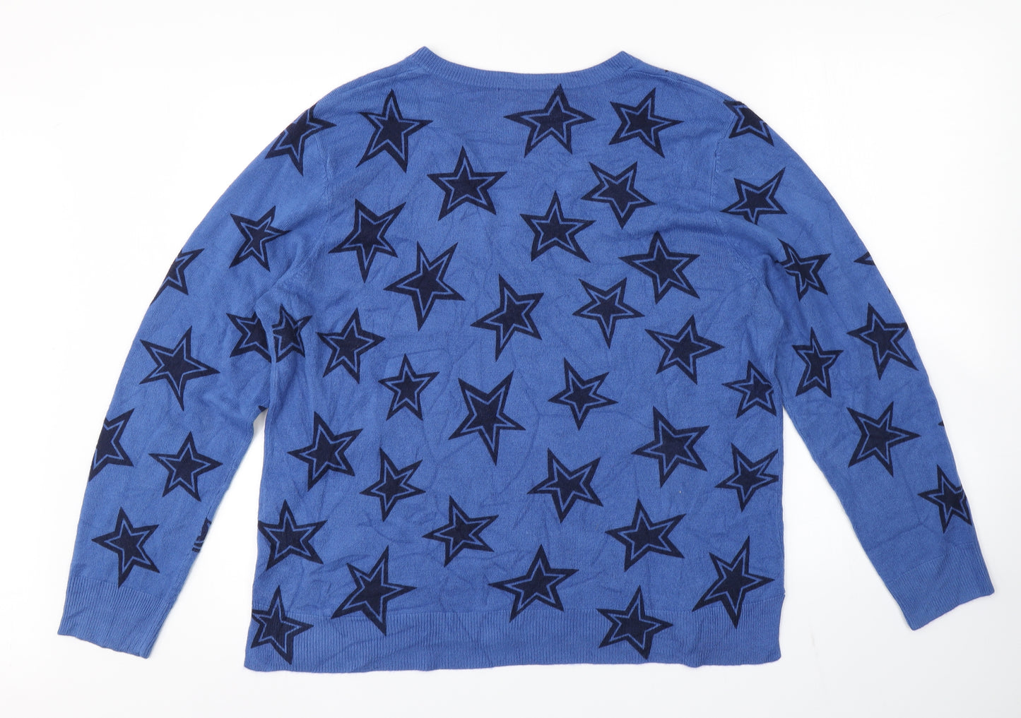 M&S Womens Blue Argyle/Diamond  Pullover Jumper Size 18