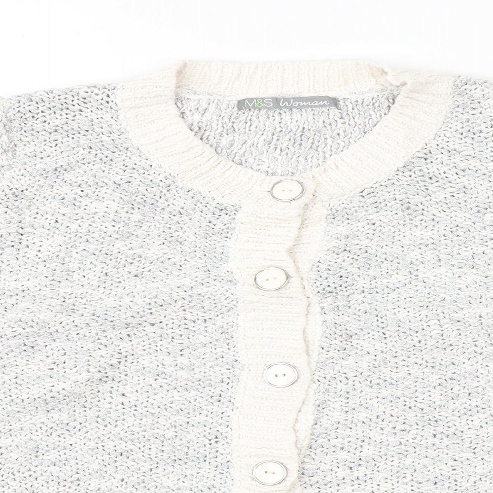 M&S Womens Silver   Cardigan Jumper Size 12