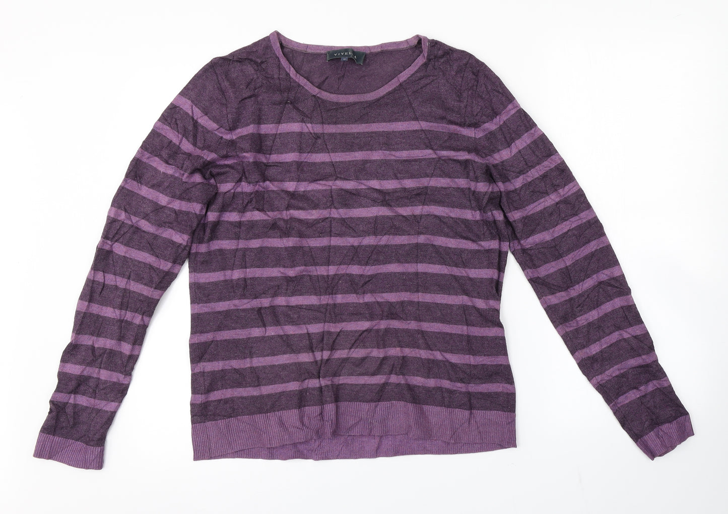 Viyella Womens Purple Striped  Pullover Jumper Size M