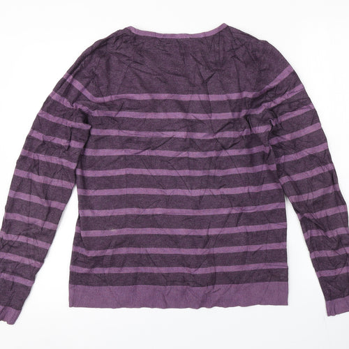Viyella Womens Purple Striped  Pullover Jumper Size M
