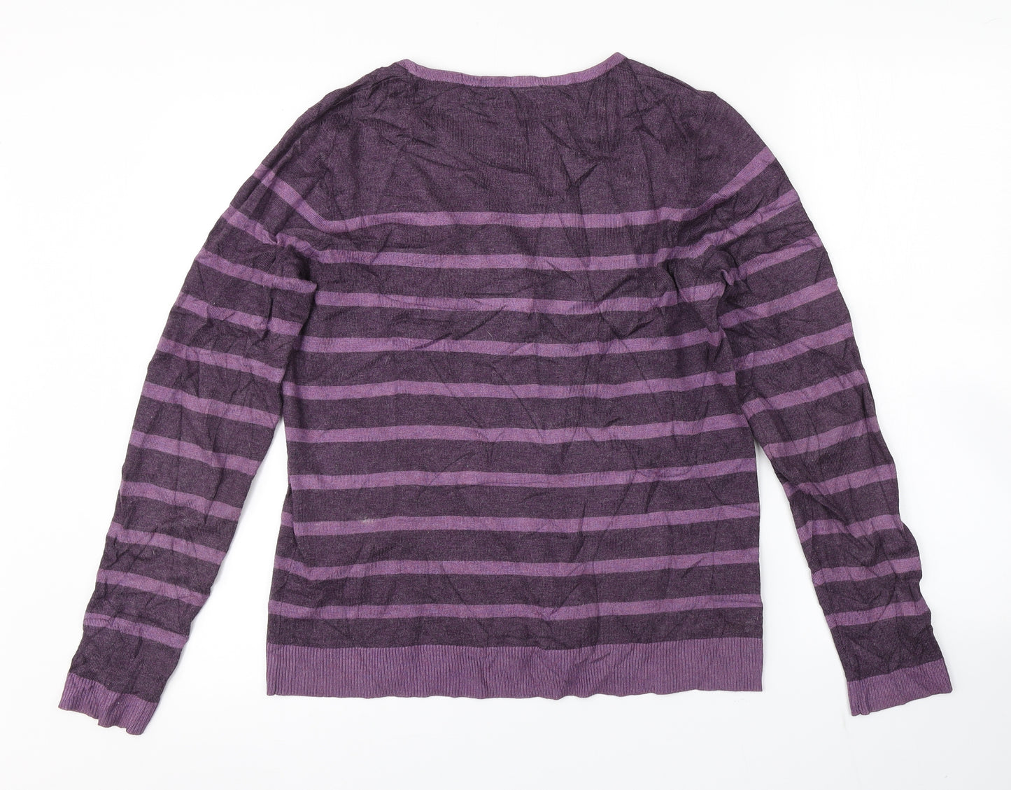 Viyella Womens Purple Striped  Pullover Jumper Size M