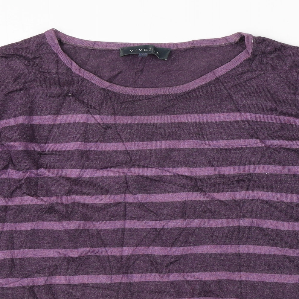 Viyella Womens Purple Striped  Pullover Jumper Size M