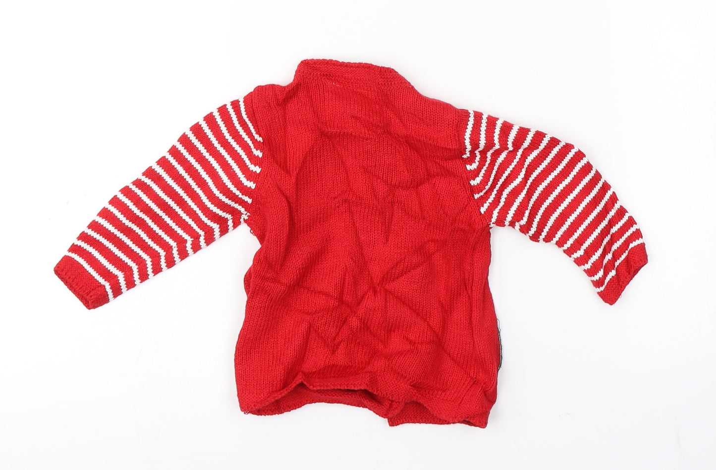 F&F Baby Red Striped  Cardigan Jumper Size 0-3 Months