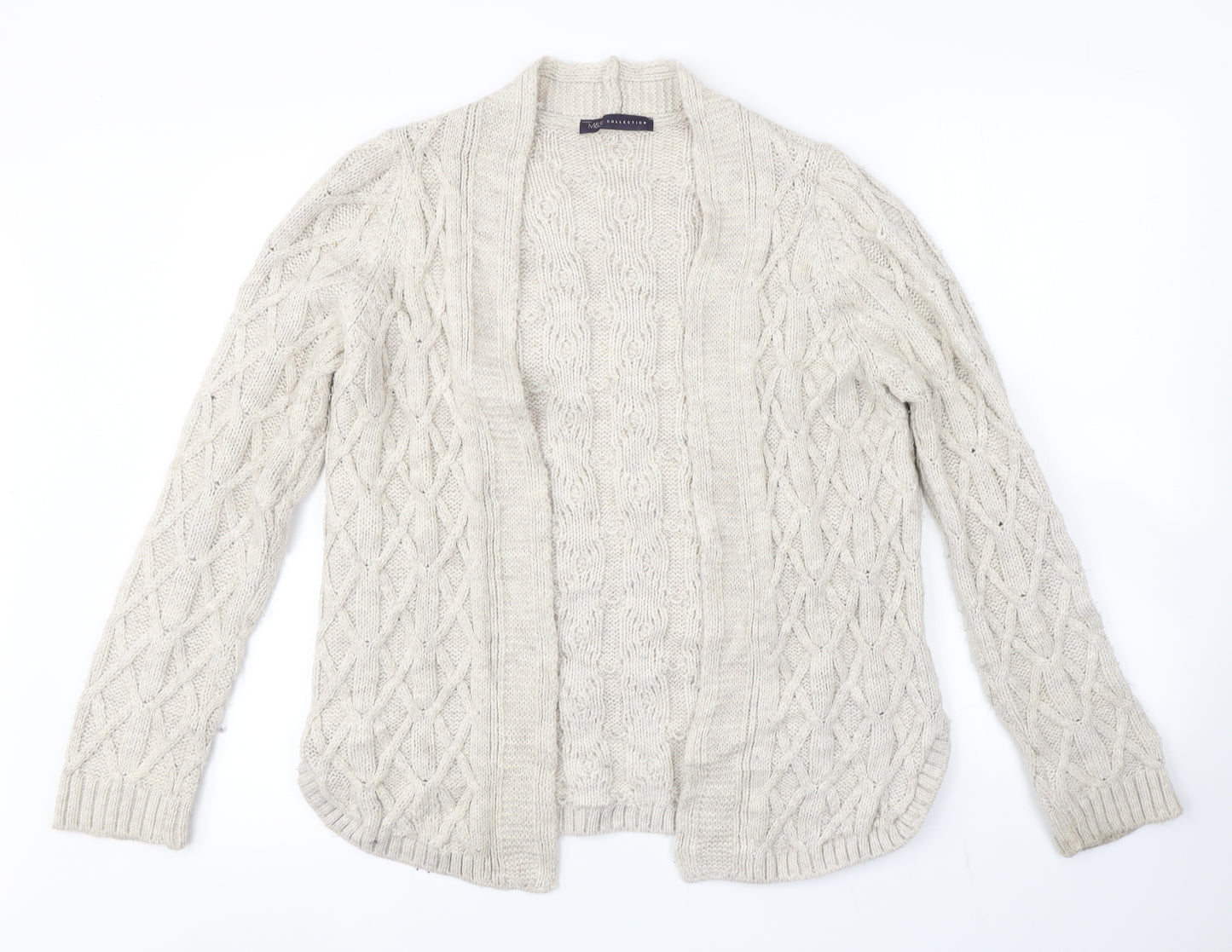 M&S Womens Beige Argyle/Diamond  Cardigan Jumper Size 10