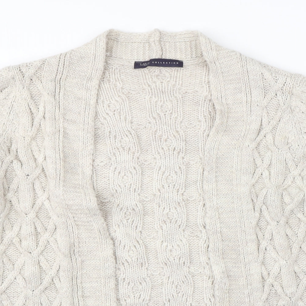 M&S Womens Beige Argyle/Diamond  Cardigan Jumper Size 10