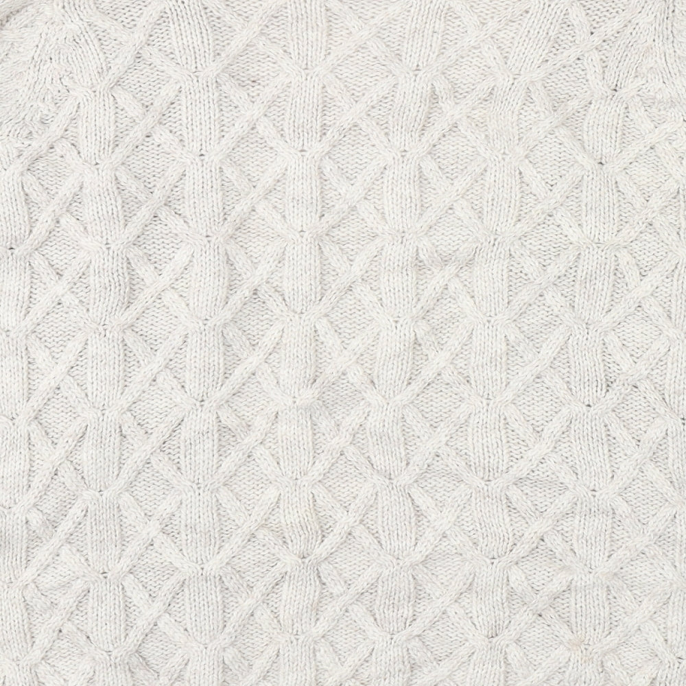 M&S Womens Beige Argyle/Diamond  Cardigan Jumper Size 10