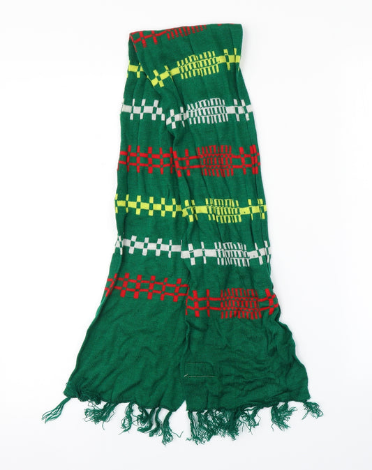Preworn Unisex Green Check  Scarf  One Size