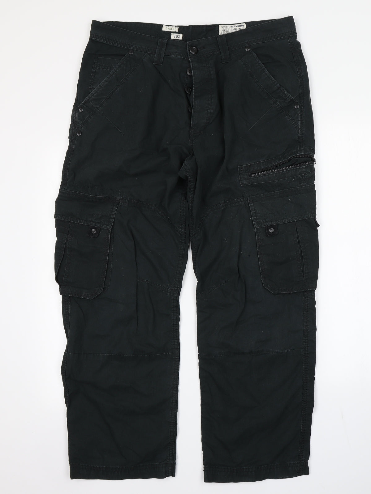 NEXT Mens Black   Cargo Trousers Size 32 in L27 in