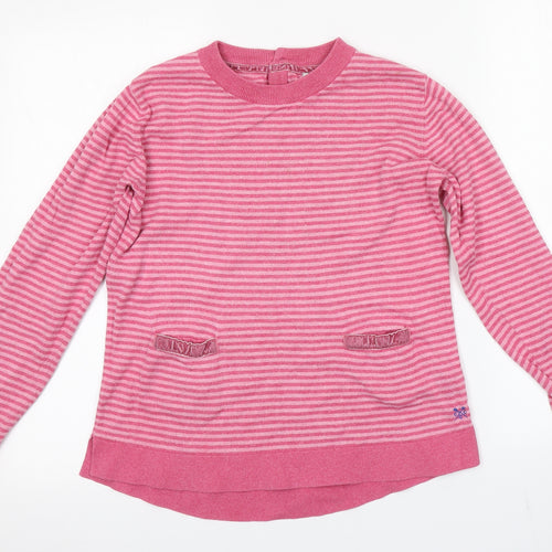 Crew Clothing Girls Pink Striped  Pullover Jumper Size 10-11 Years