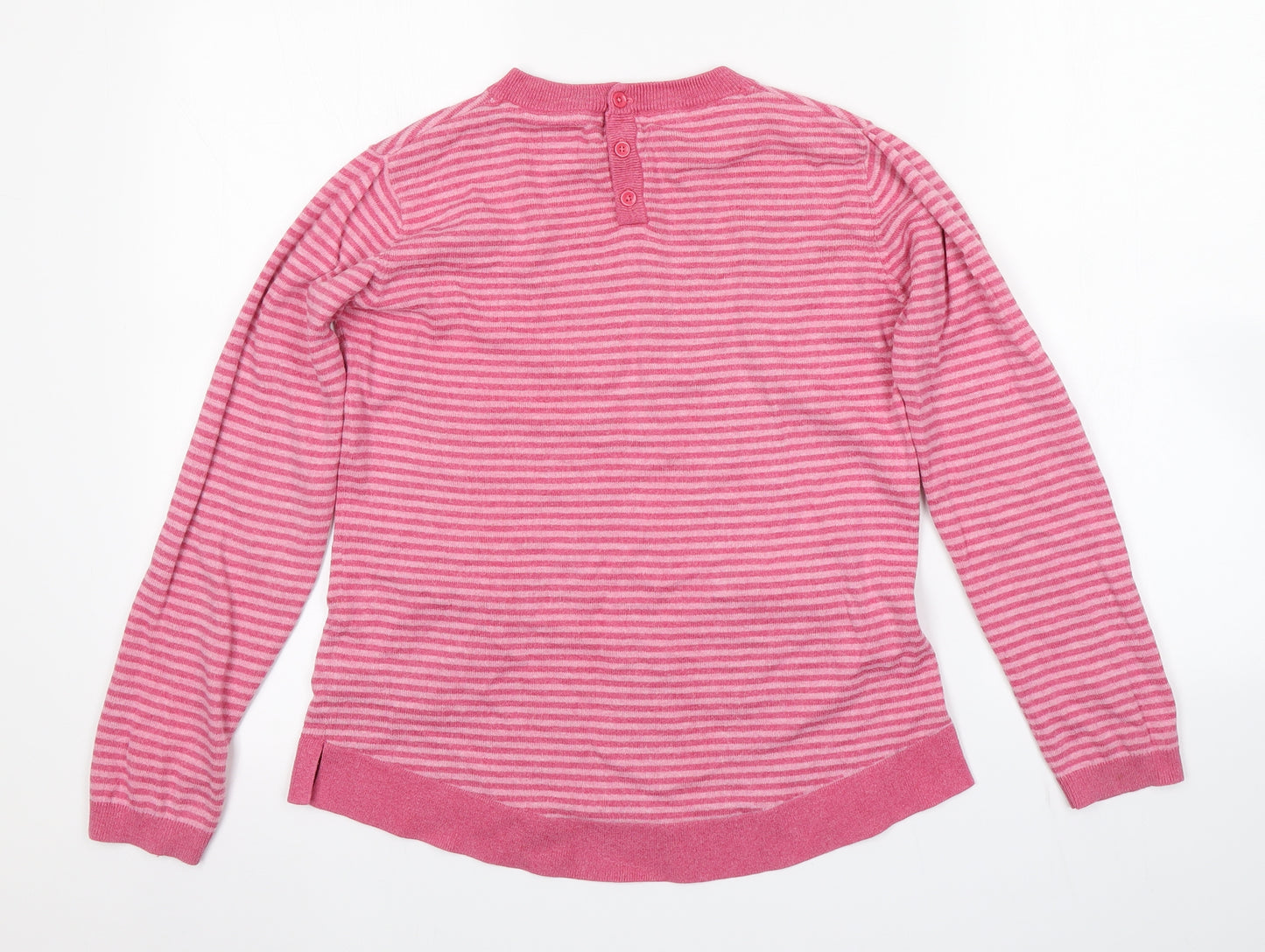 Crew Clothing Girls Pink Striped  Pullover Jumper Size 10-11 Years