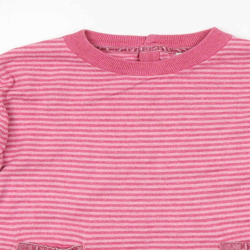 Crew Clothing Girls Pink Striped  Pullover Jumper Size 10-11 Years