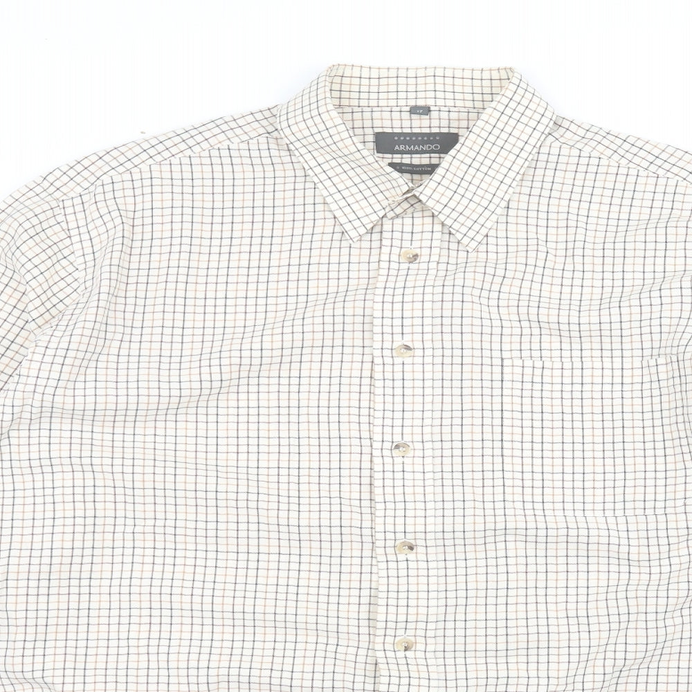 ARMANDO Mens White Striped   Dress Shirt Size 17