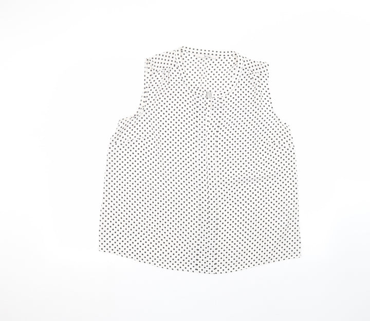 TU Womens White Polka Dot Basic T-Shirt Size 14