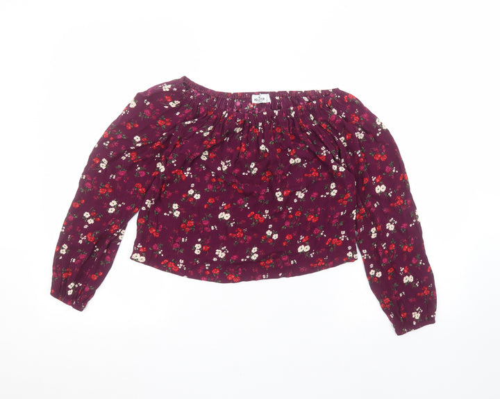 Hollister Womens Purple Floral Basic Blouse Size XS