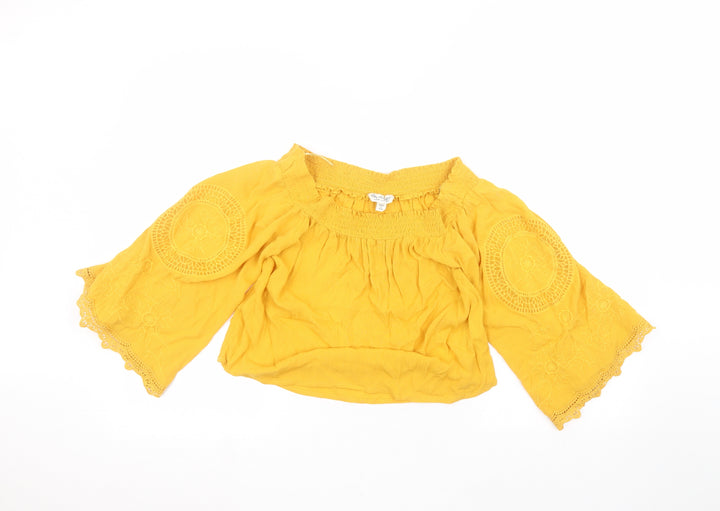 Miss Selfridge Womens Yellow   Basic T-Shirt Size 6