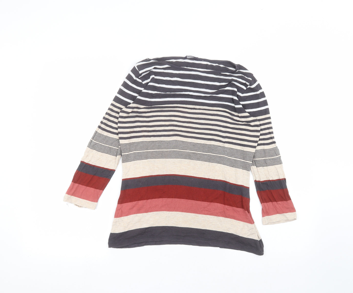 Marks and Spencer Womens Beige Striped  Basic T-Shirt Size 10