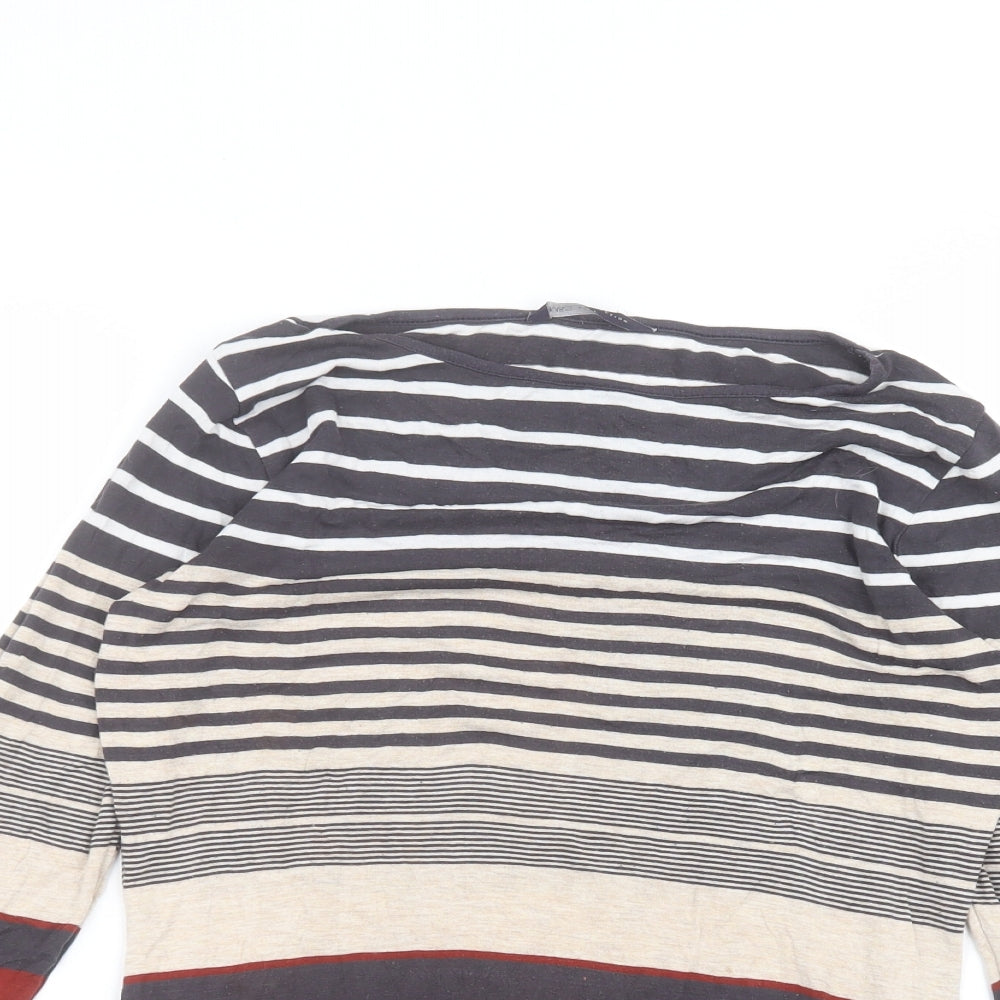 Marks and Spencer Womens Beige Striped  Basic T-Shirt Size 10