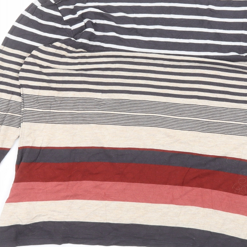 Marks and Spencer Womens Beige Striped  Basic T-Shirt Size 10