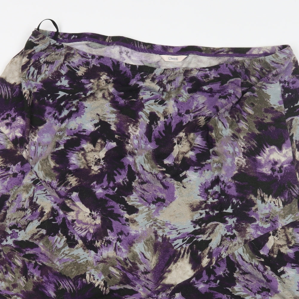 Marks and Spencer Womens Purple Floral  A-Line Skirt Size 20