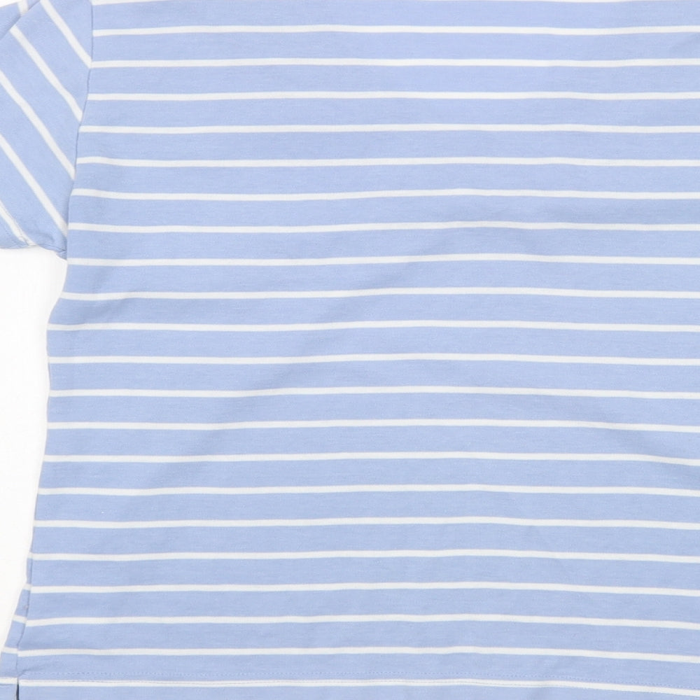 Preworn Womens Blue Striped  Basic T-Shirt Size M