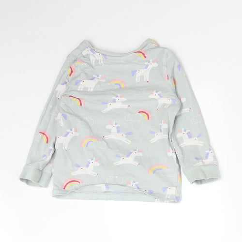 M&S Girls Green Solid   Pyjama Top Size 12-18 Months  - UNICORN RAINBOW