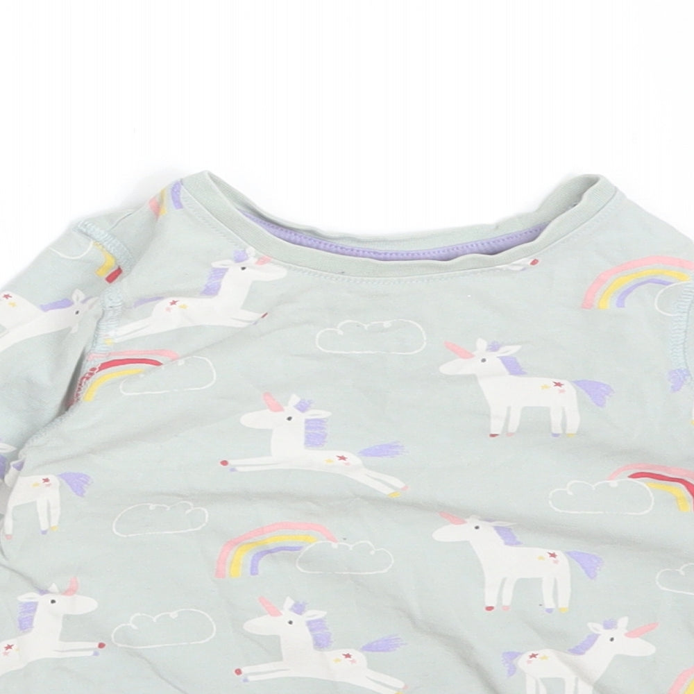 M&S Girls Green Solid   Pyjama Top Size 12-18 Months  - UNICORN RAINBOW