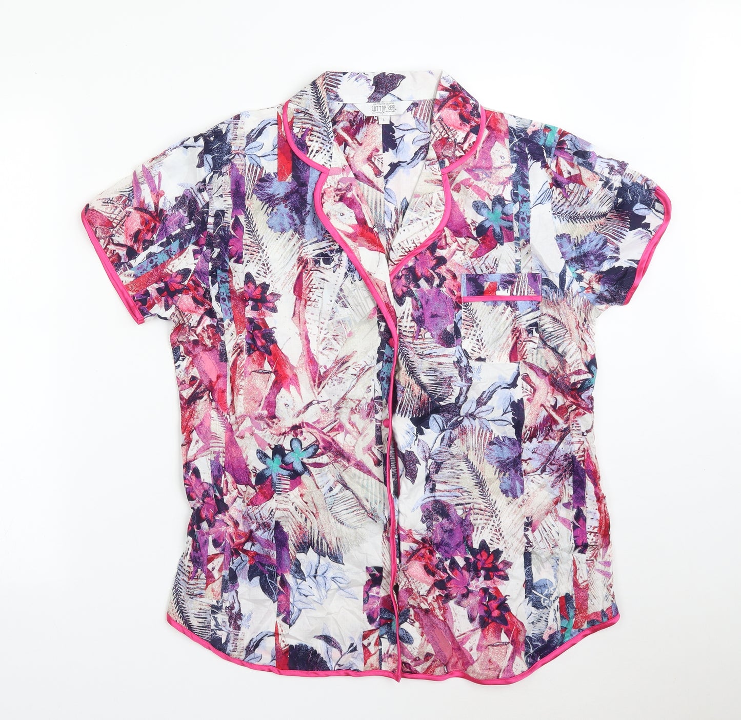 COTTON REAL Womens Multicoloured Floral   Pyjama Top Size L