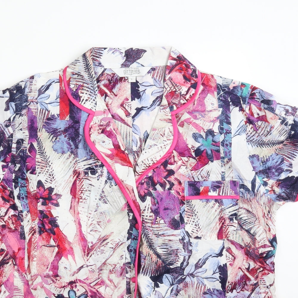COTTON REAL Womens Multicoloured Floral   Pyjama Top Size L