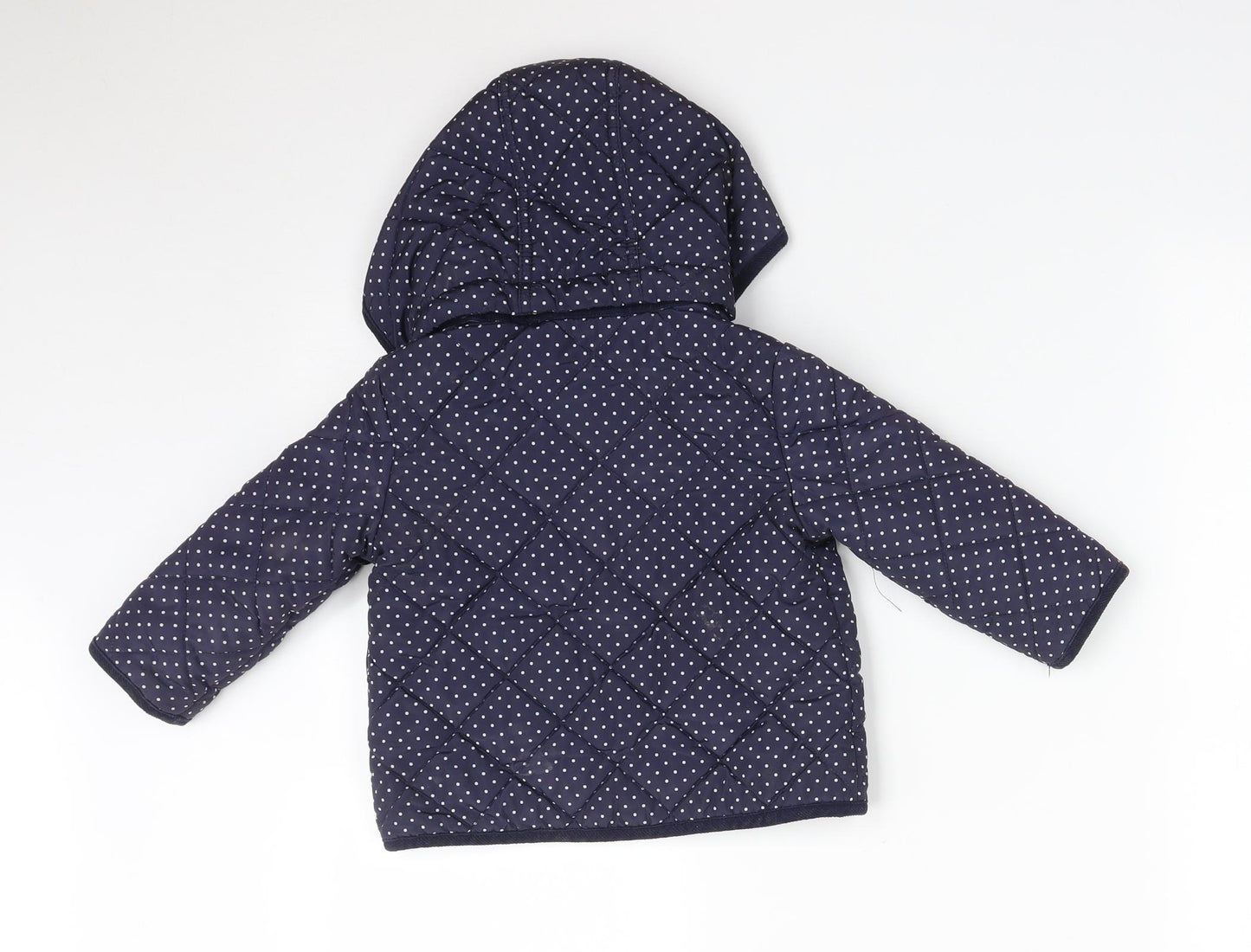 M&S Girls Blue Polka Dot  Overcoat Coat Size 12-18 Months