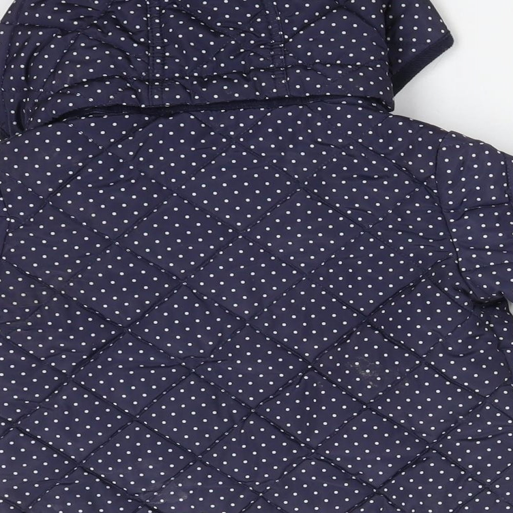 M&S Girls Blue Polka Dot  Overcoat Coat Size 12-18 Months