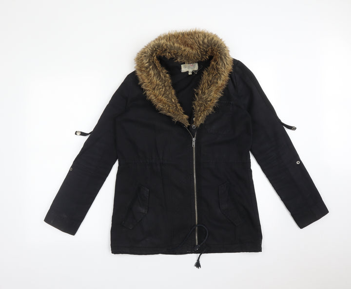 Ecote Womens Black Parka Coat Size S