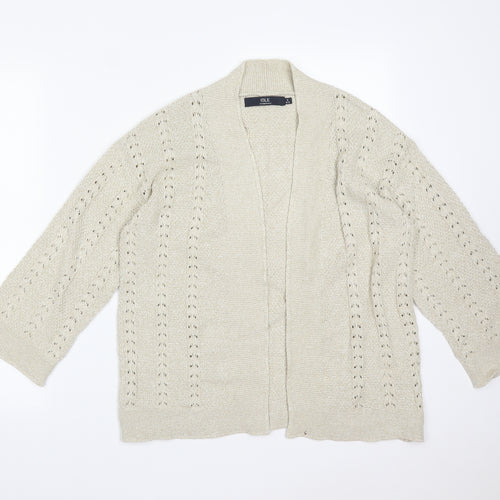 ISLE Womens Beige Striped  Cardigan Jumper Size S