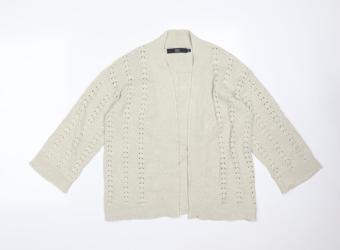 ISLE Womens Beige Striped  Cardigan Jumper Size S