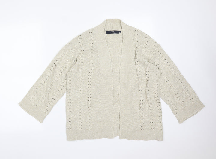 ISLE Womens Beige Striped Cardigan Jumper Size S