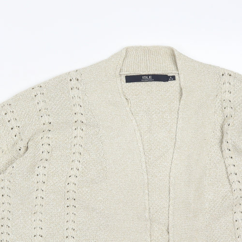 ISLE Womens Beige Striped  Cardigan Jumper Size S