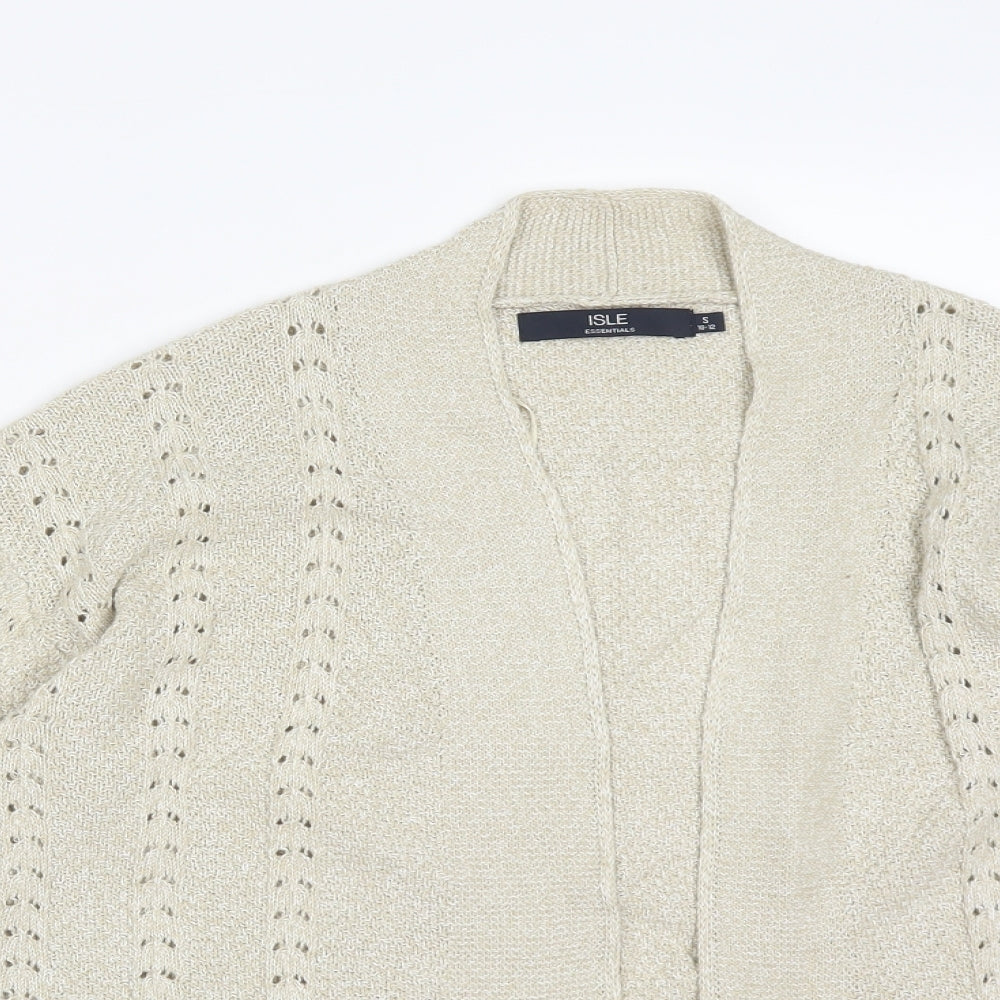 ISLE Womens Beige Striped  Cardigan Jumper Size S
