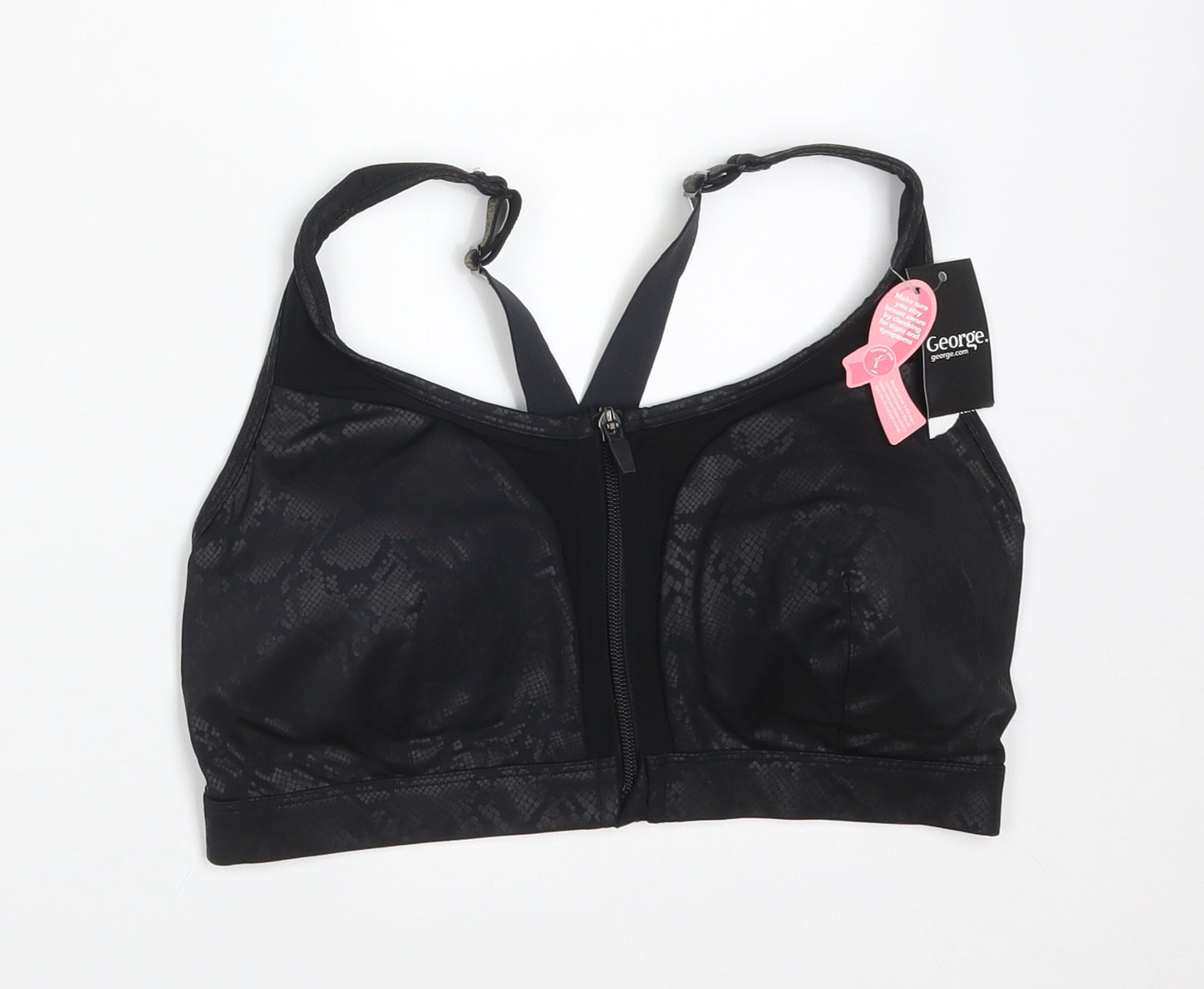 George Womens Black Animal Print  Basic T-Shirt   - SPORTS BRA