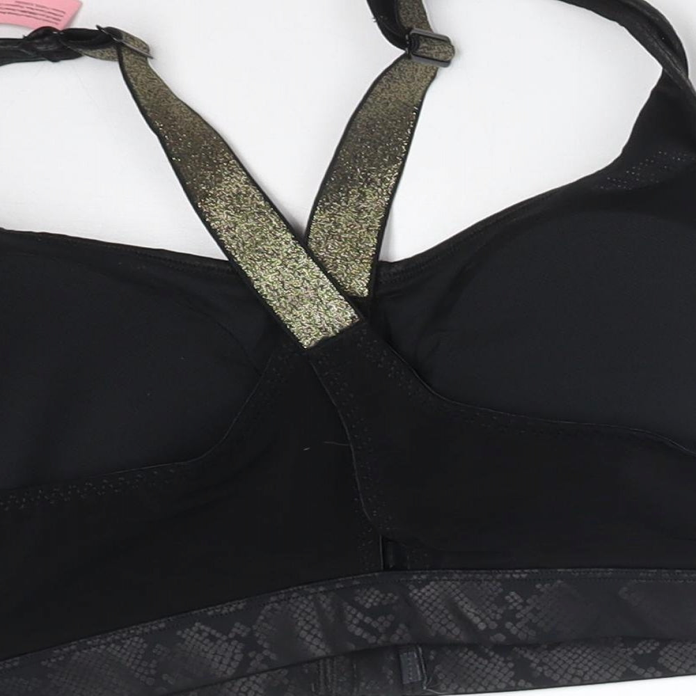 George Womens Black Animal Print  Basic T-Shirt   - SPORTS BRA