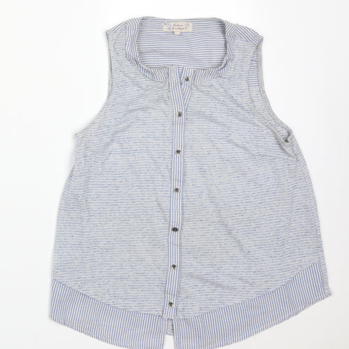 FALMER HERITAGE Womens Blue Striped  Basic T-Shirt Size 8