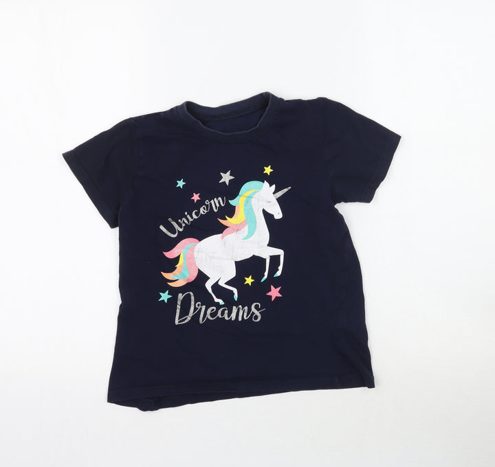 Kids Girls Blue Top Pyjama Top Size 11-12 Years - Unicorn Dreams