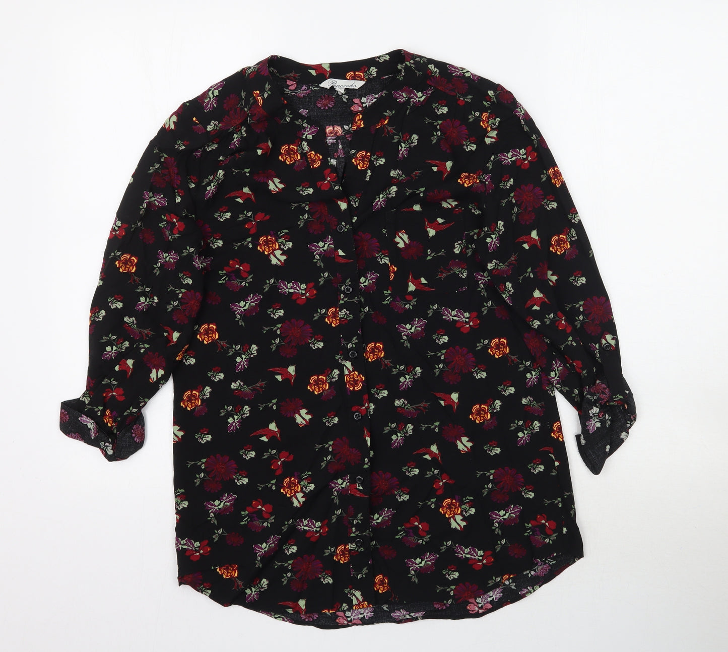 Peacocks Womens Multicoloured Floral  Basic Button-Up Size 8