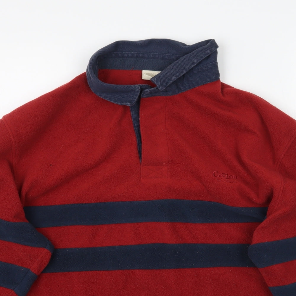 Cotton Traders Mens Red  Fleece  Polo Size M