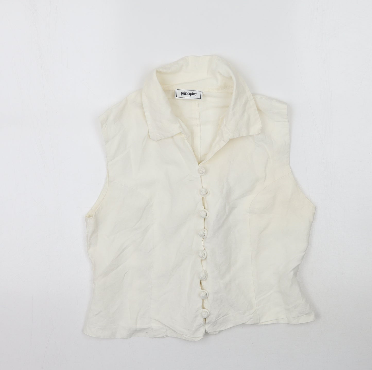 Principles Womens White   Basic Button-Up Size 10  - Waistcoat
