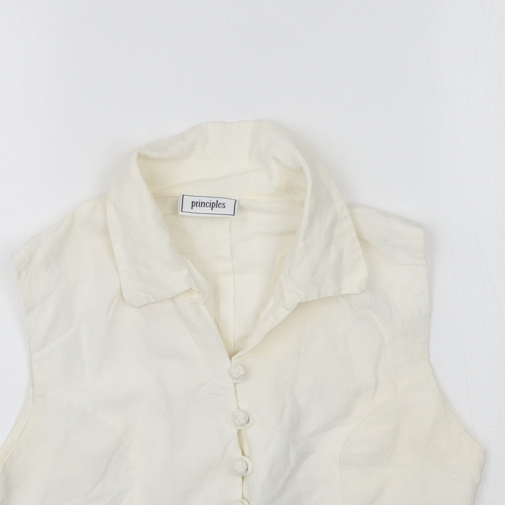 Principles Womens White   Basic Button-Up Size 10  - Waistcoat