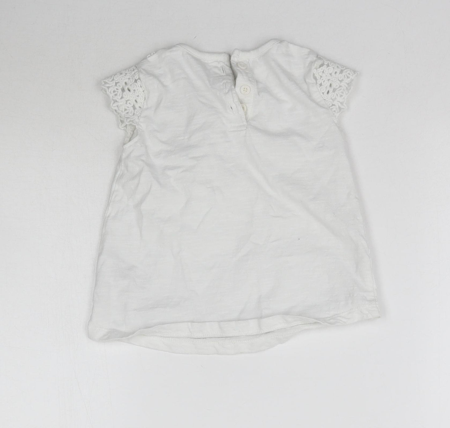 F&F Girls White   Basic T-Shirt Size 9-12 Months  - Lace