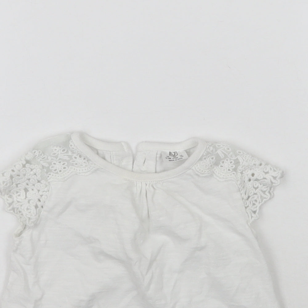 F&F Girls White   Basic T-Shirt Size 9-12 Months  - Lace